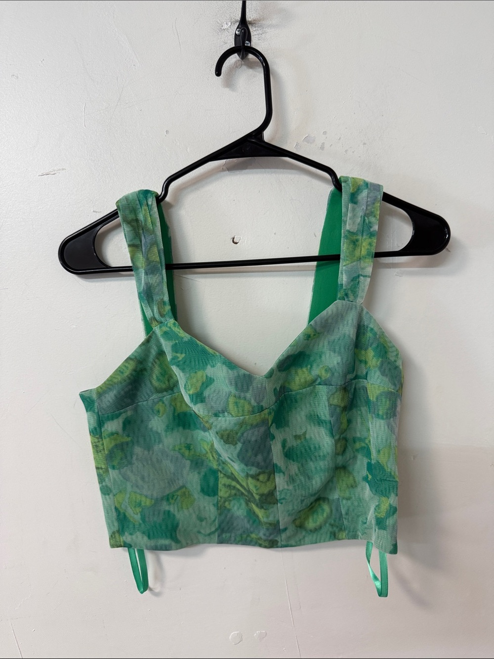 BCBGMaxAzria Green Floral Structured Crop Top